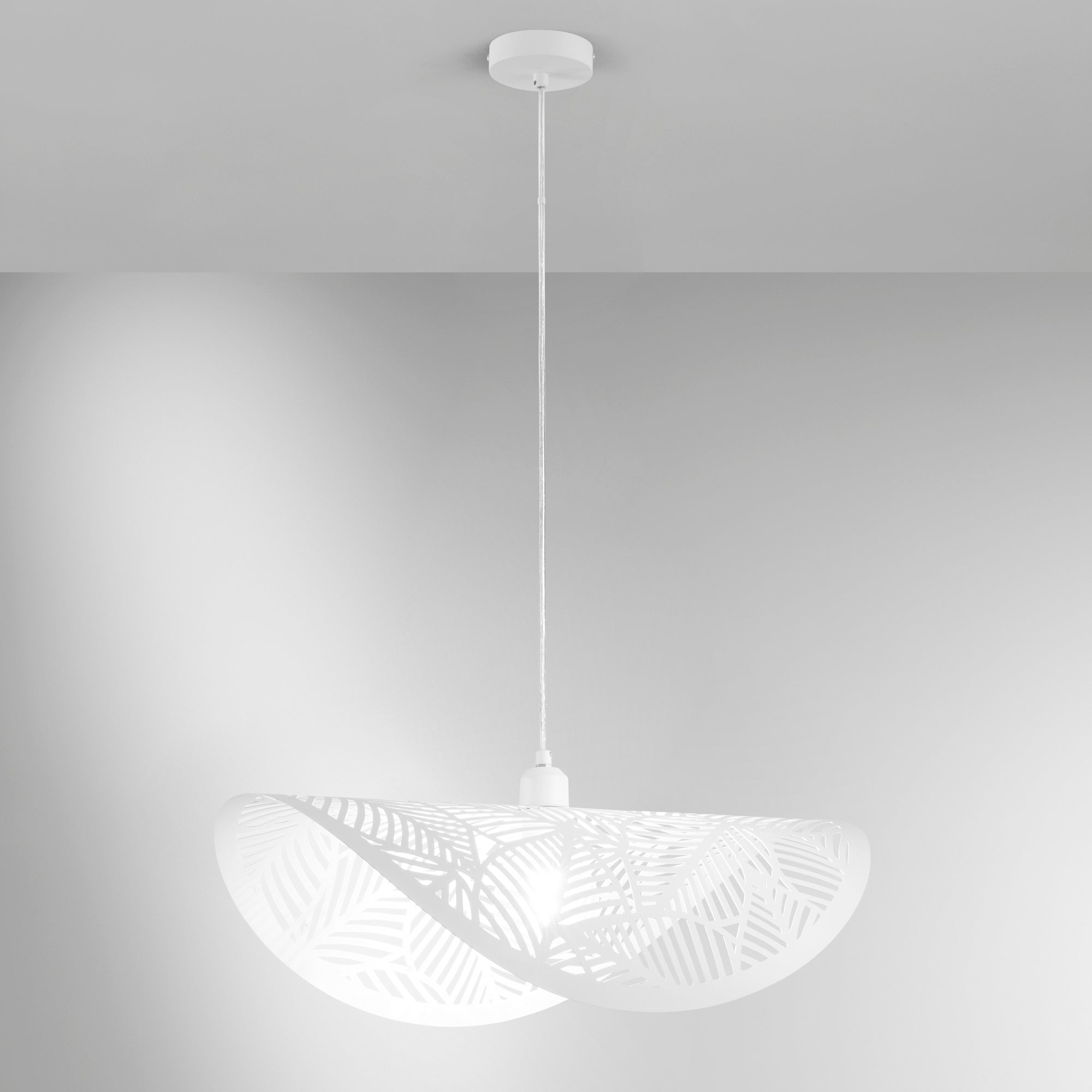 SOSPENSIONE RHEI-LEAF BIANCA 1XE27 60X33X150CM