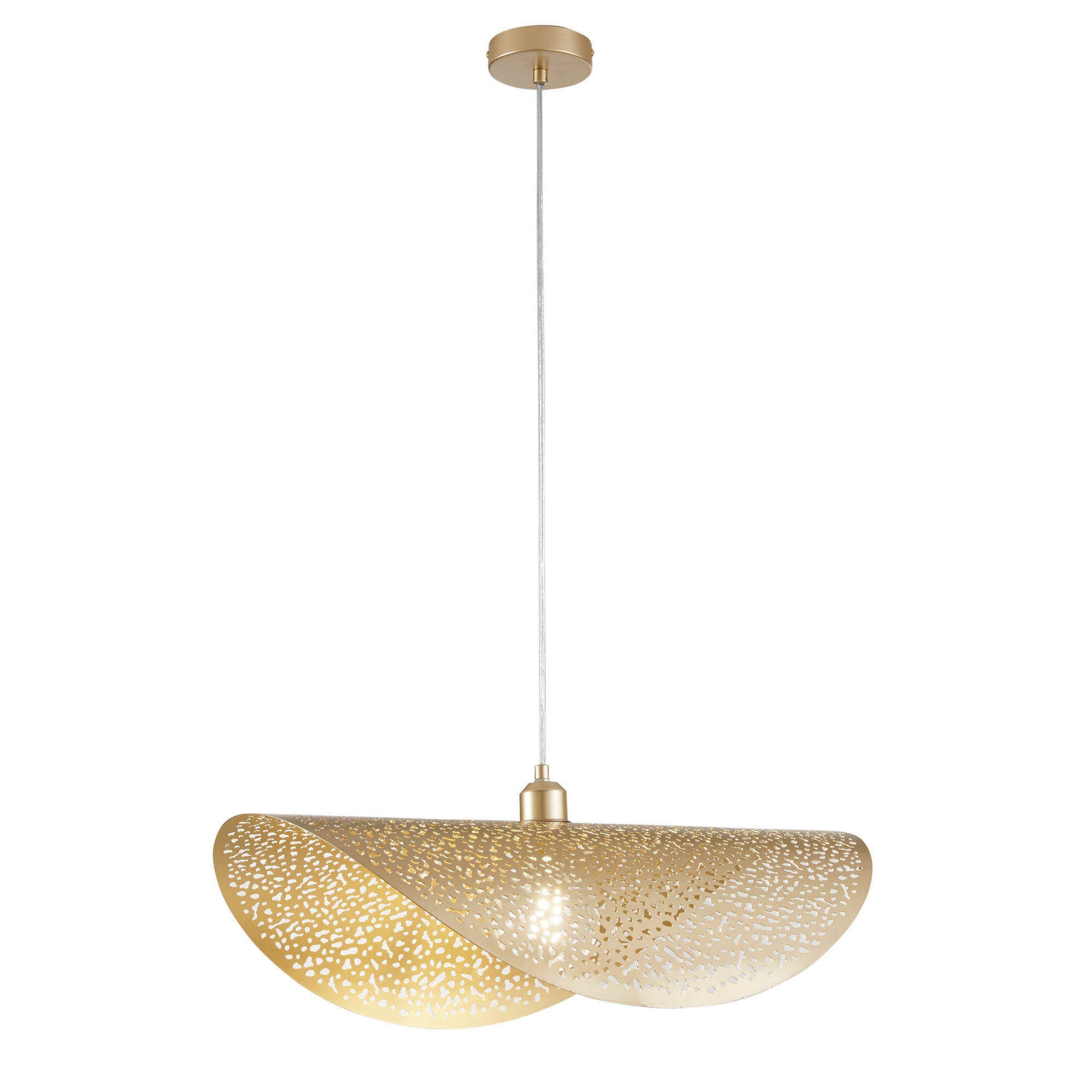 "Sospensione RHEI-TARA in metallo forato oro a vela singola 60 cm."