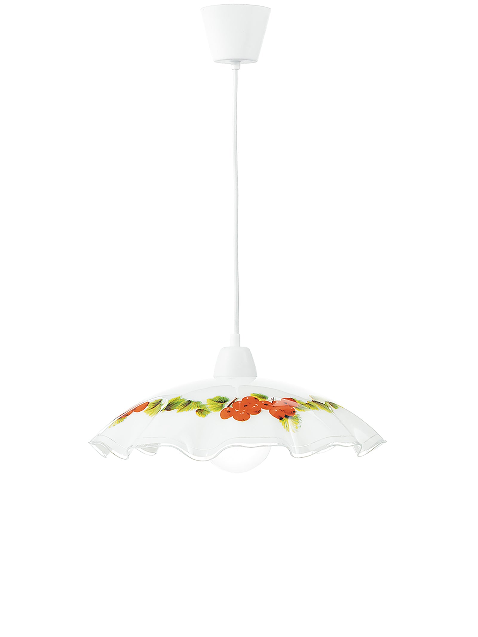 "Lampadario a sospensione RIBES bianco in vetro con cavo in plastica"