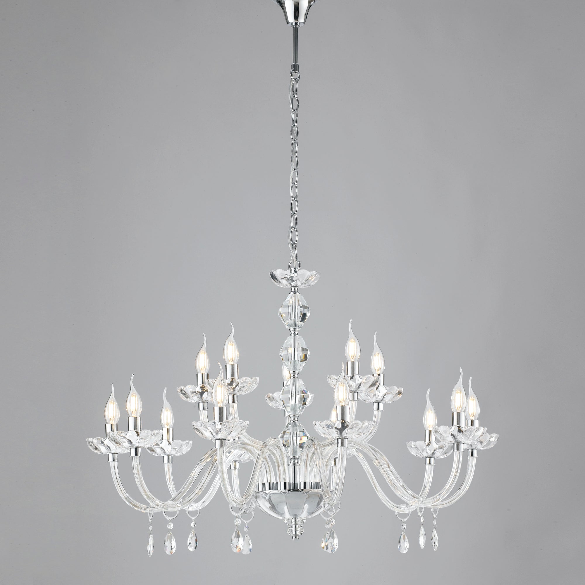 LAMPADARIO RIFLESSO CROMO 15XE14 94X140CM