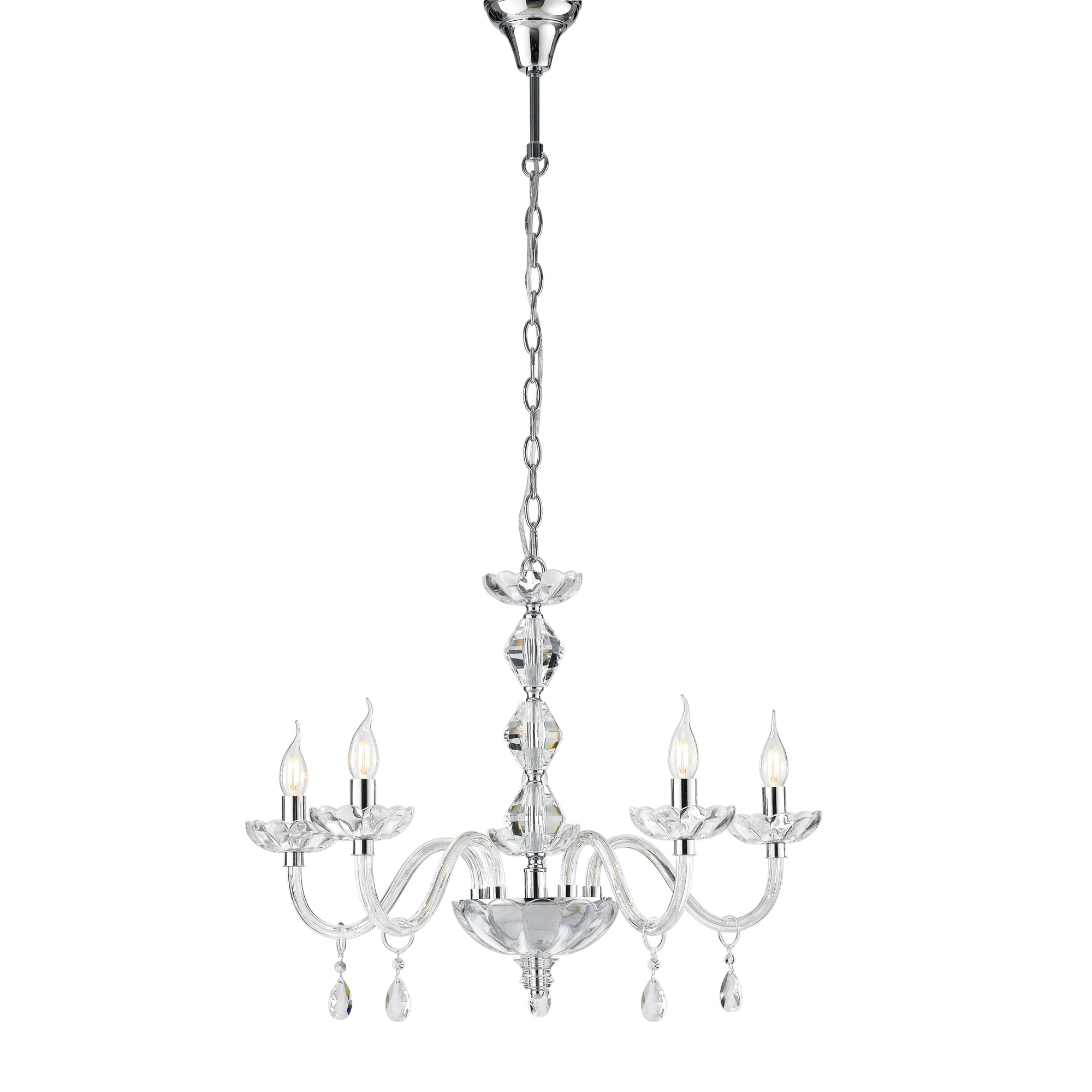 LAMPADARIO RIFLESSO CROMO 5XE14 70X190CM