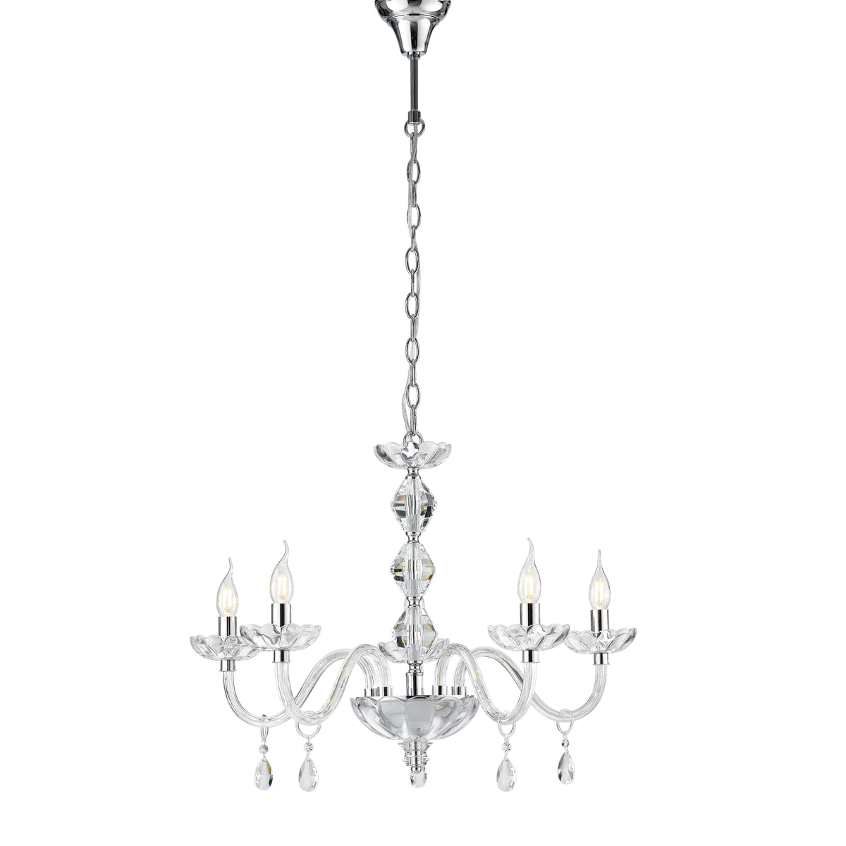 LAMPADARIO RIFLESSO CROMO 5XE14 70X190CM