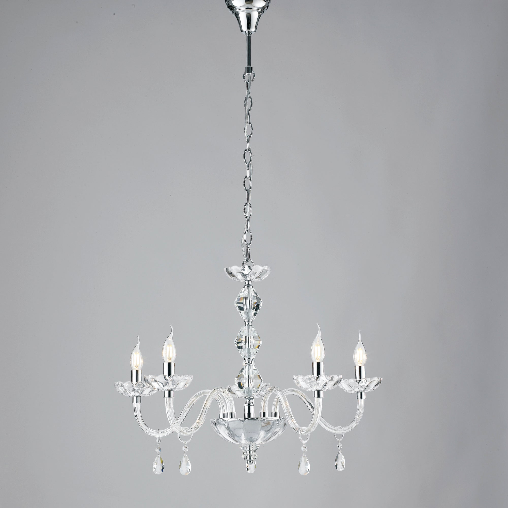 LAMPADARIO RIFLESSO CROMO 5XE14 70X190CM
