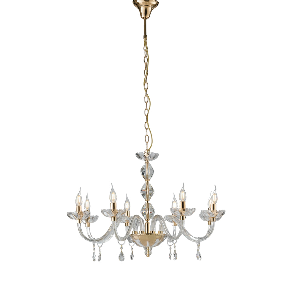 LAMPADARIO RIFLESSO ORO 8XE14 83X190CM