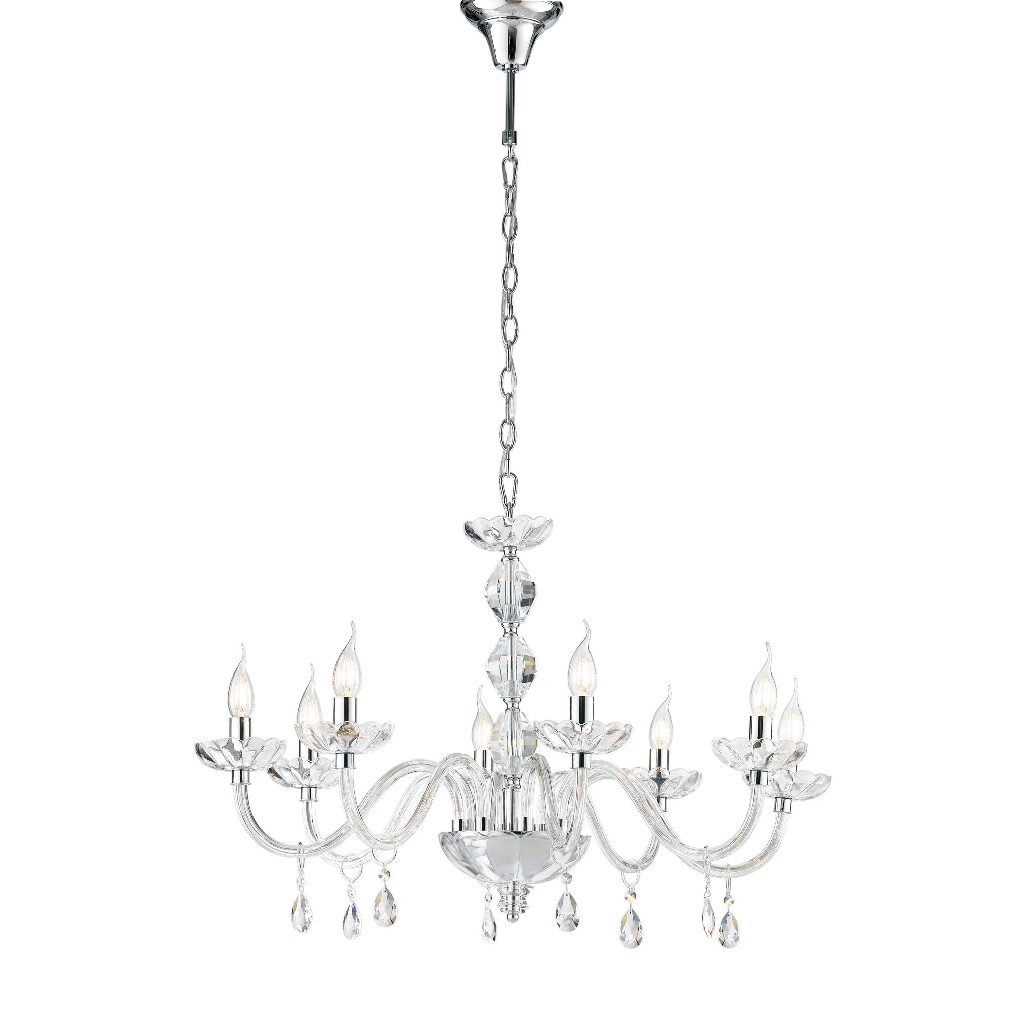 LAMPADARIO RIFLESSO CROMO 8XE14 83X190CM