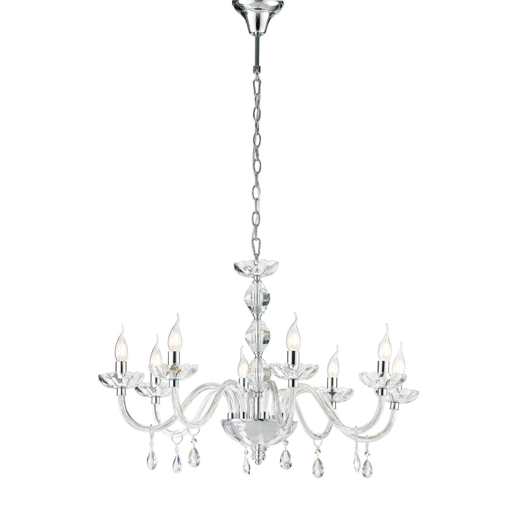 LAMPADARIO RIFLESSO CROMO 8XE14 83X190CM