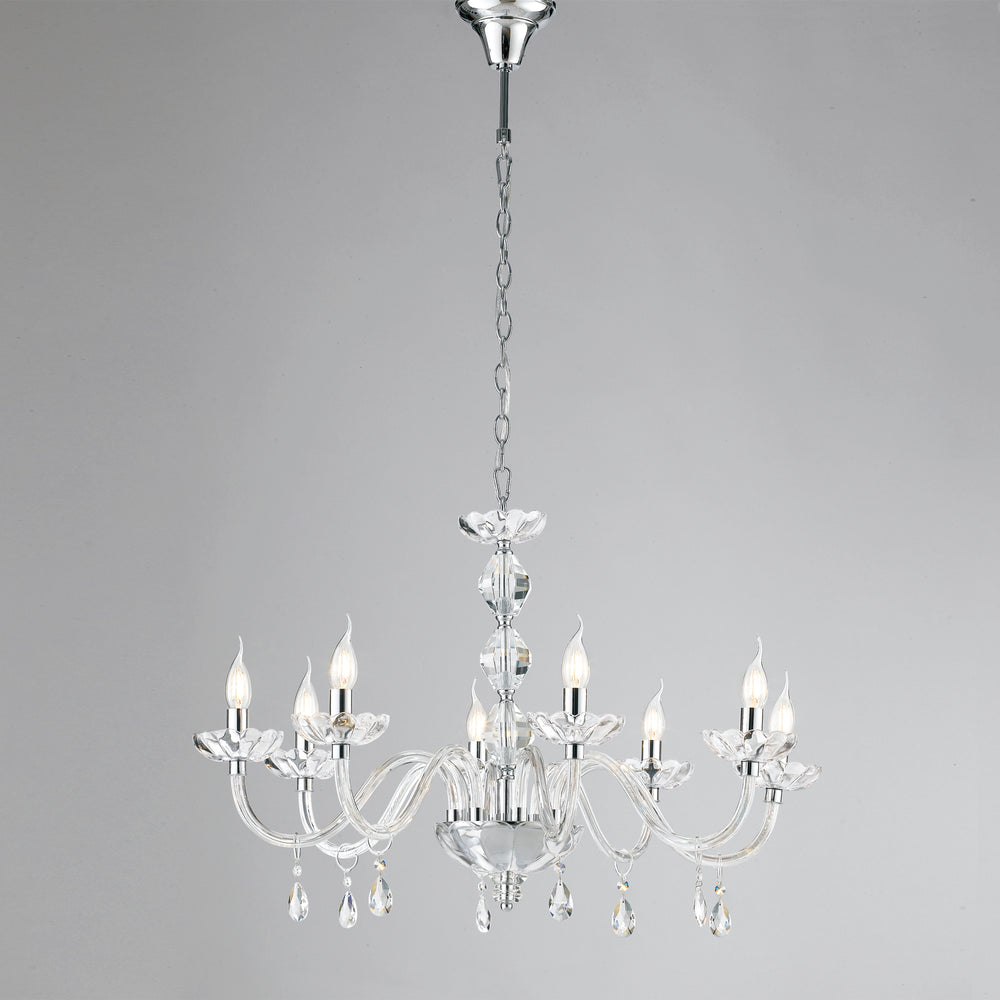 LAMPADARIO RIFLESSO CROMO 8XE14 83X190CM