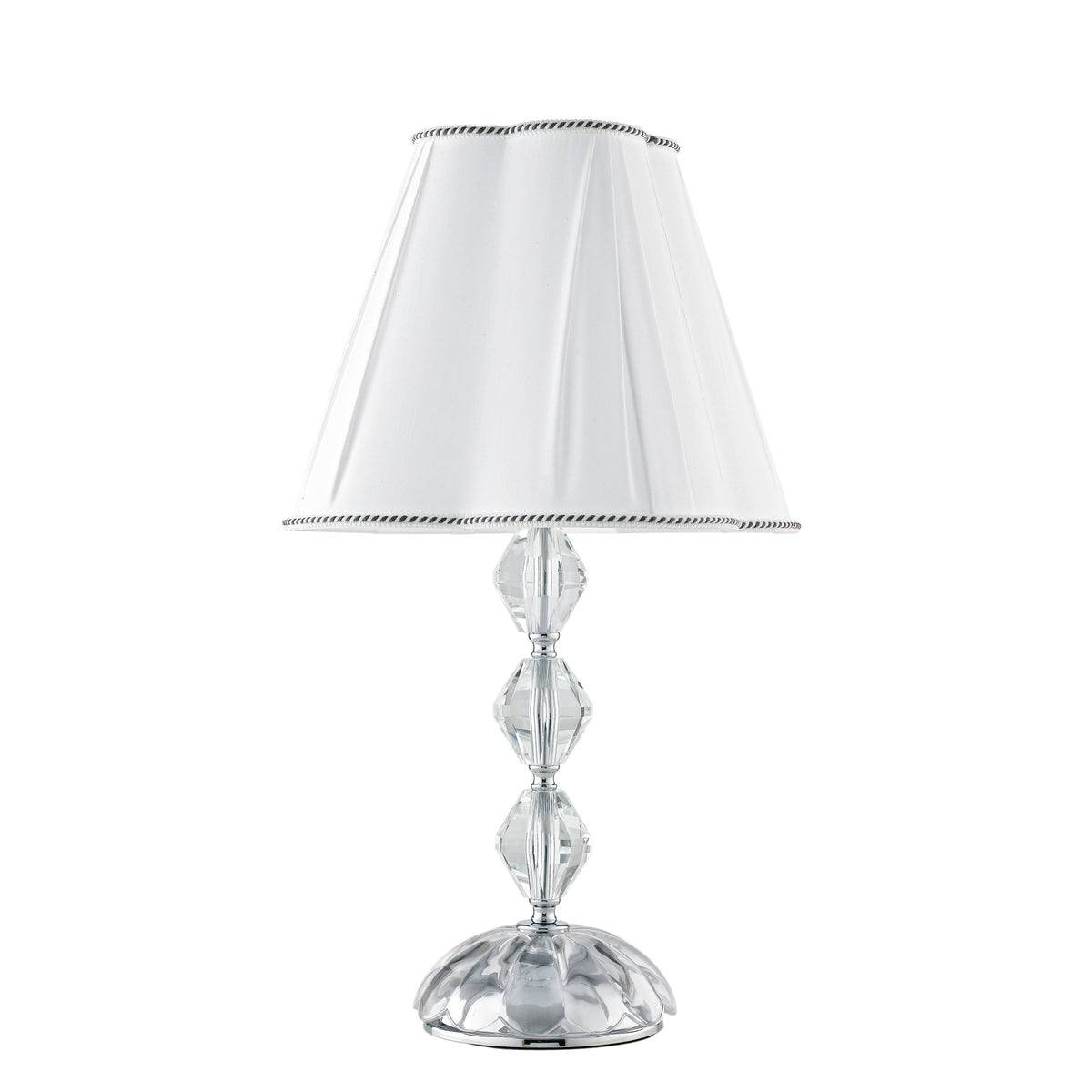 "Lampada da tavolo RIFLESSO in cristallo con dettagli cromati 65 cm."