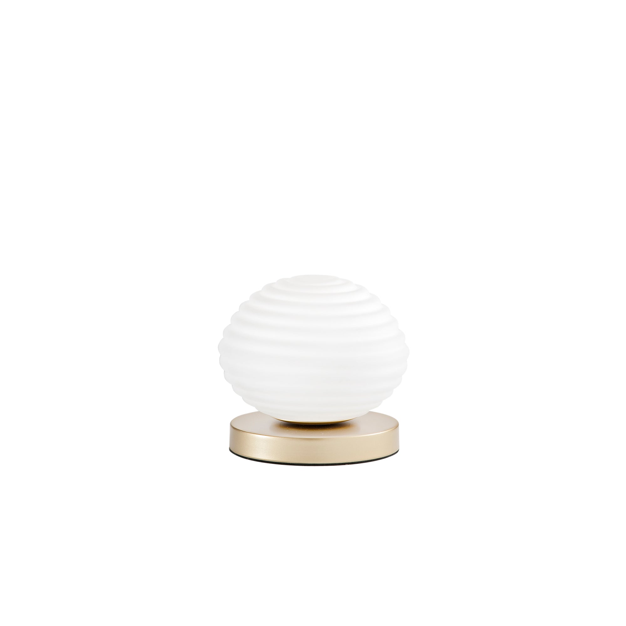 "Lumetto RIPPLE in metallo oro con diffusore in vetro bianco Ø 18 cm."