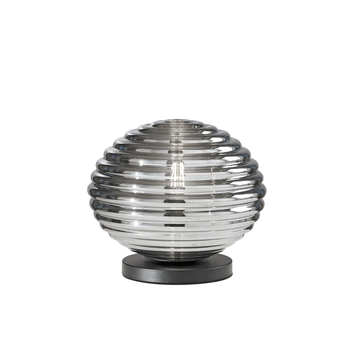 "Lumetto RIPPLE in metallo nero con diffusore in vetro fumè Ø 32 cm."