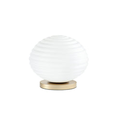 "Lumetto RIPPLE in metallo oro con diffusore in vetro bianco Ø 32 cm."