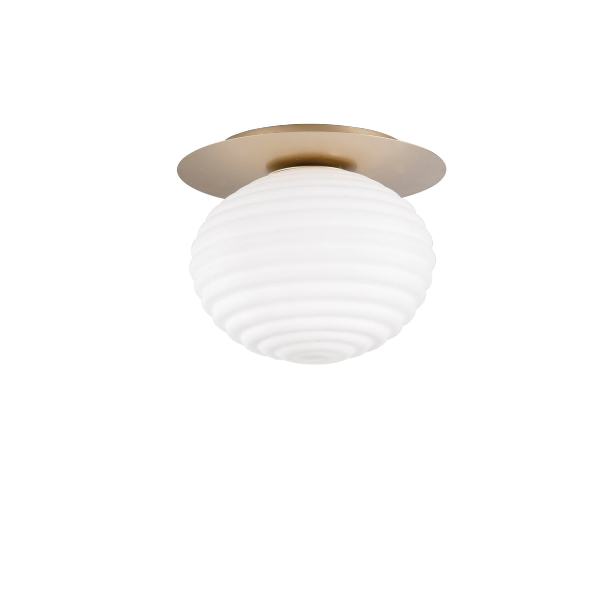"Plafoniera RIPPLE in metallo oro con diffusore in vetro Ø 35 cm."