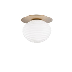 "Plafoniera RIPPLE in metallo oro con diffusore in vetro Ø 35 cm."