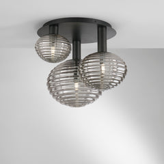 PLAFONIERA RIPPLE NERA 3XE27 53,5X39X48CM