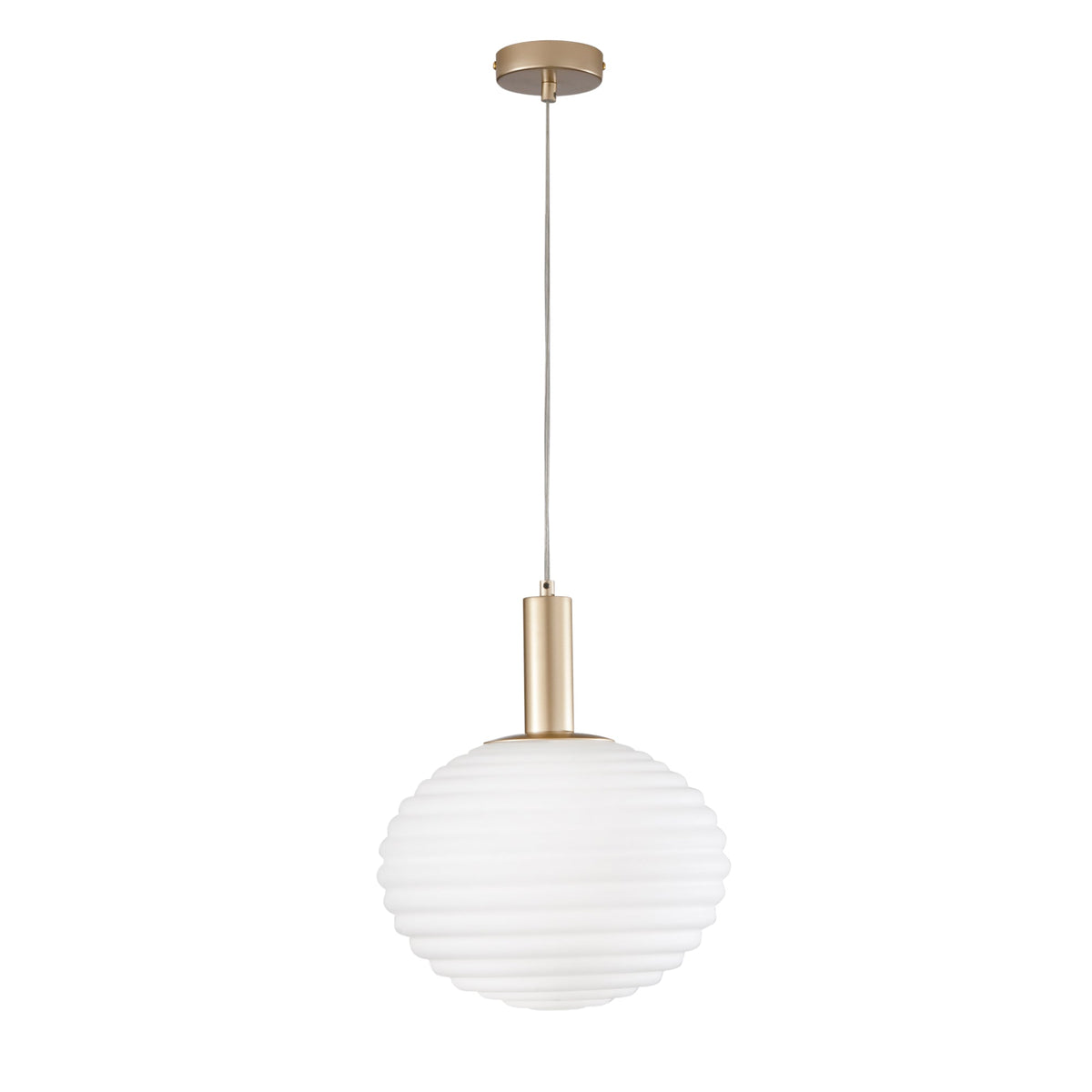 "Sospensione RIPPLE in metallo oro e vetro bianco Ø 32cm."