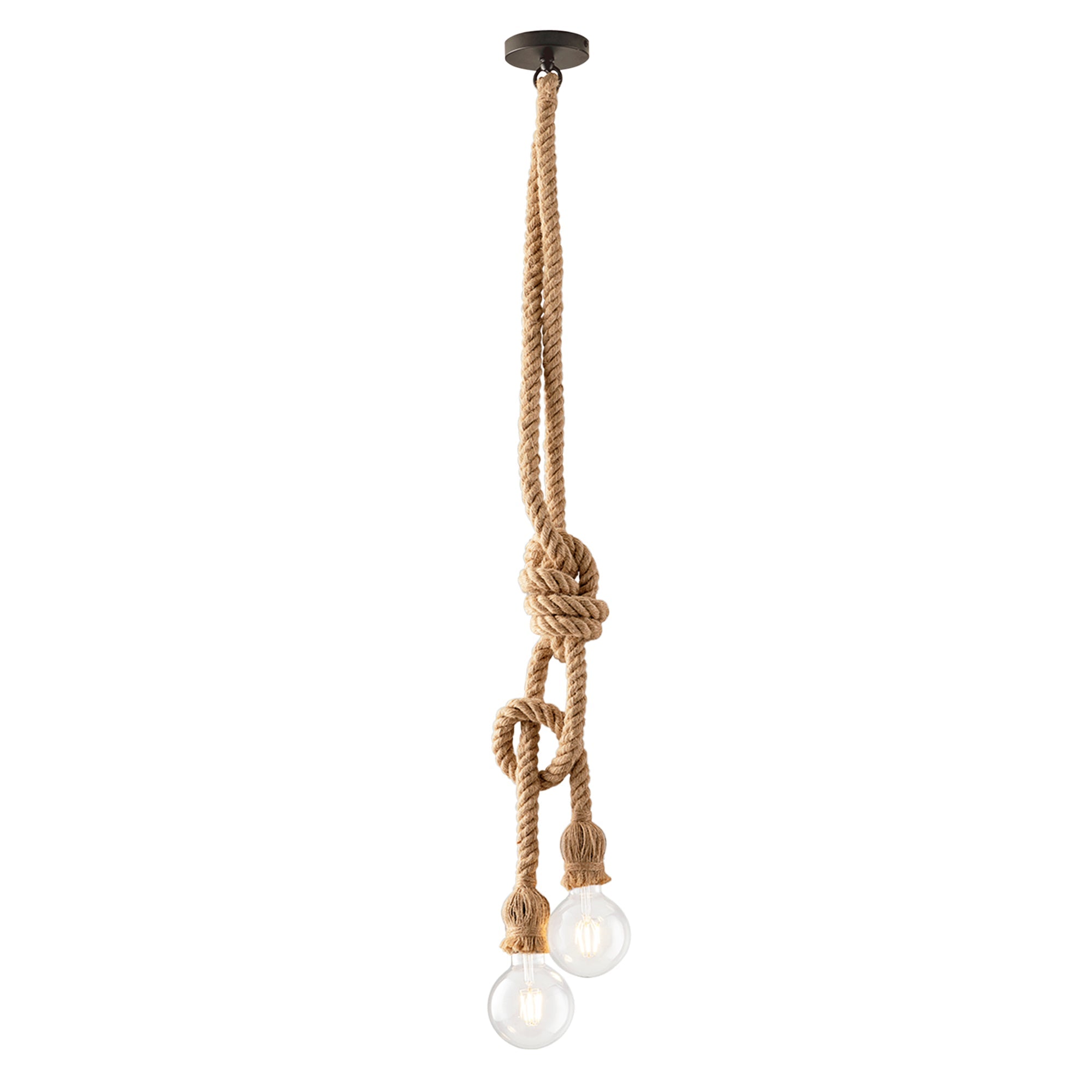 "Sospensione ROPE a 2 luci in canapa e metallo"