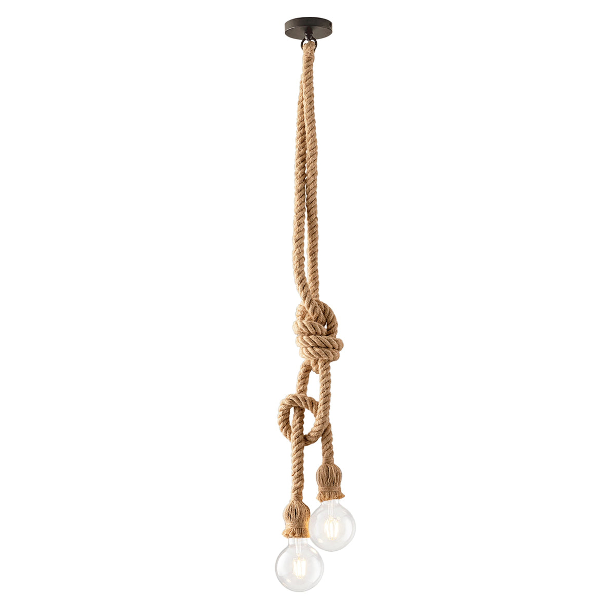 "Sospensione ROPE a 2 luci in canapa e metallo"