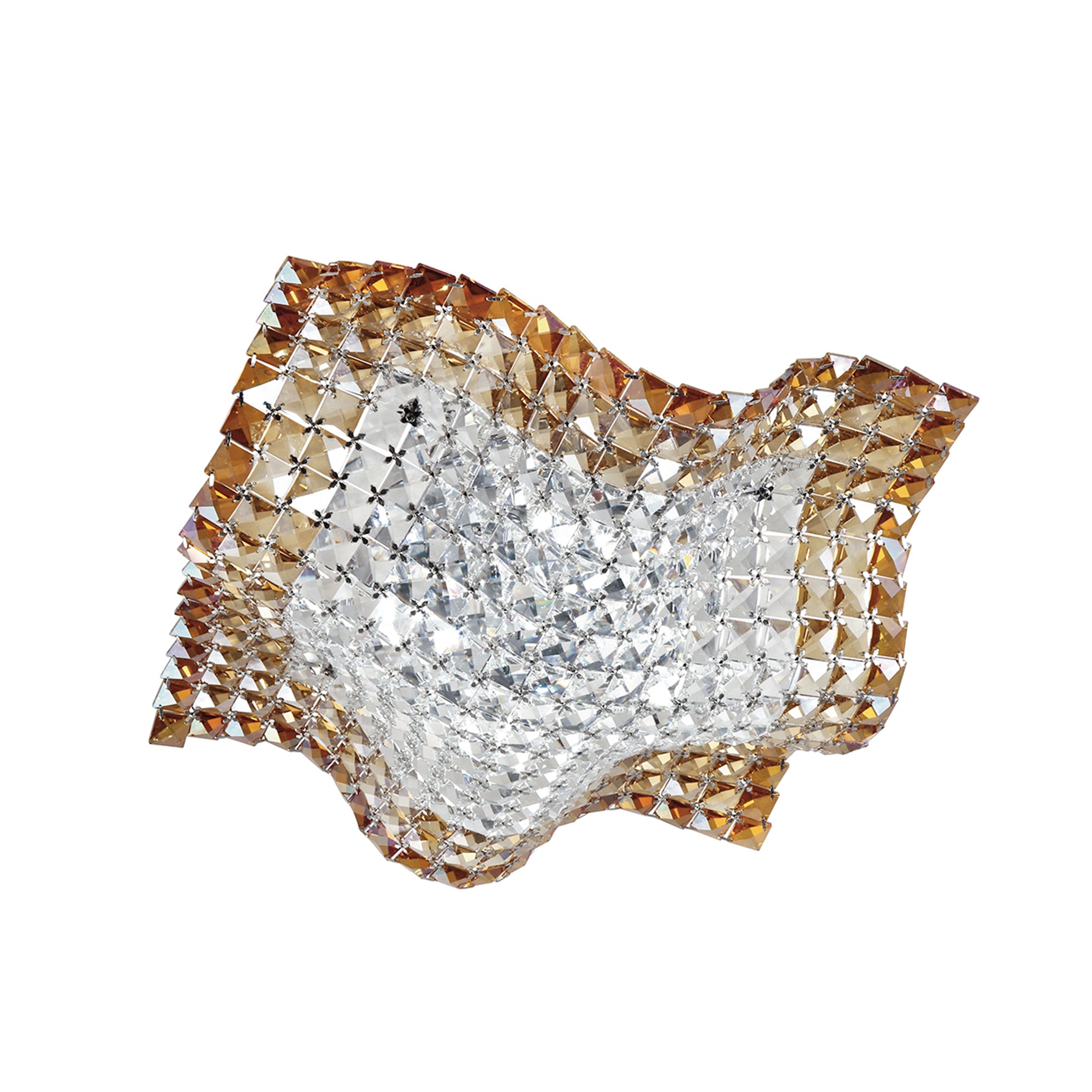 PLAFONIERA RUMBA TRASPARENTI/AMBRA 4XG9 44X44X12CM