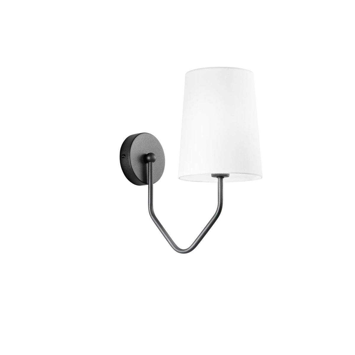 "Applique SALLY in metallo nero con paralume in tessuto bianco"