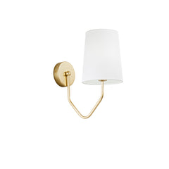 "Applique SALLY in metallo oro con paralume in tessuto bianco"