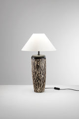 LUME SAVANA MARRONE E BIANCA IN CERAMICA 1XE27 STRUTTURA D35X58.8CM PARALUME D35X16CM