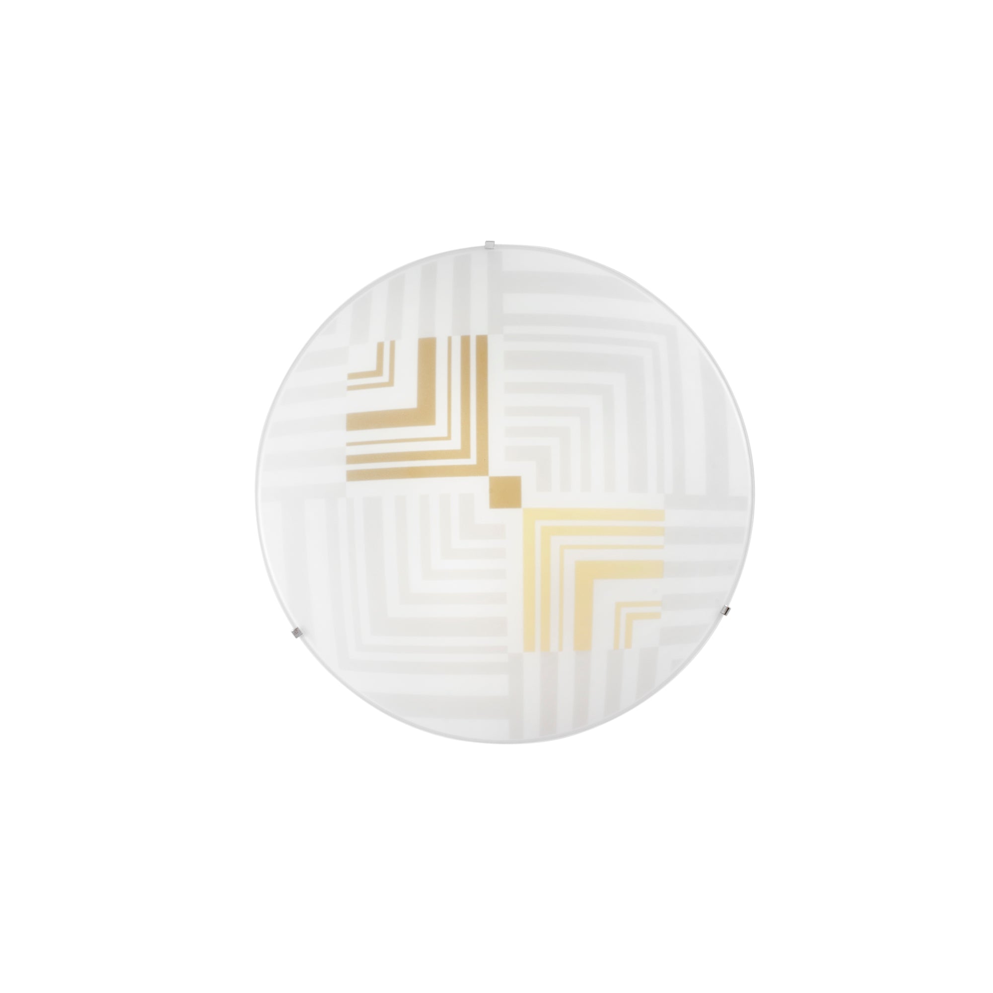 "Plafoniera SEVENTY in vetro bianco con decori oro Ø 40cm."