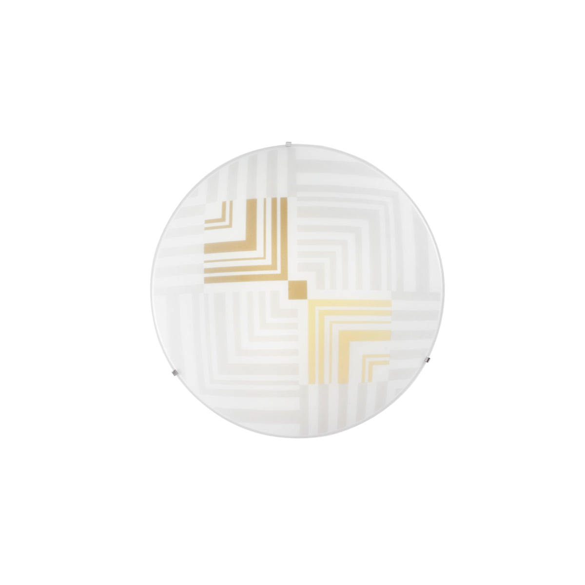 "Plafoniera SEVENTY in vetro bianco con decori oro Ø 40cm."