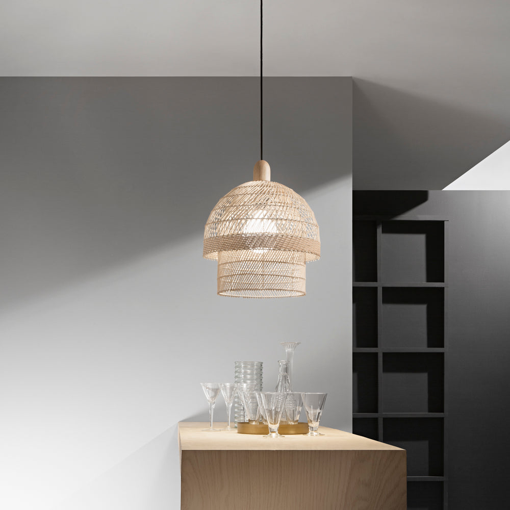 SOSPENSIONE SIBILLA LEGNO 1XE27 40X40X192,5CM