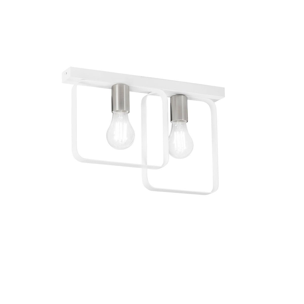 "Plafoniera SMITH in metallo bianco e argento 2 luci"