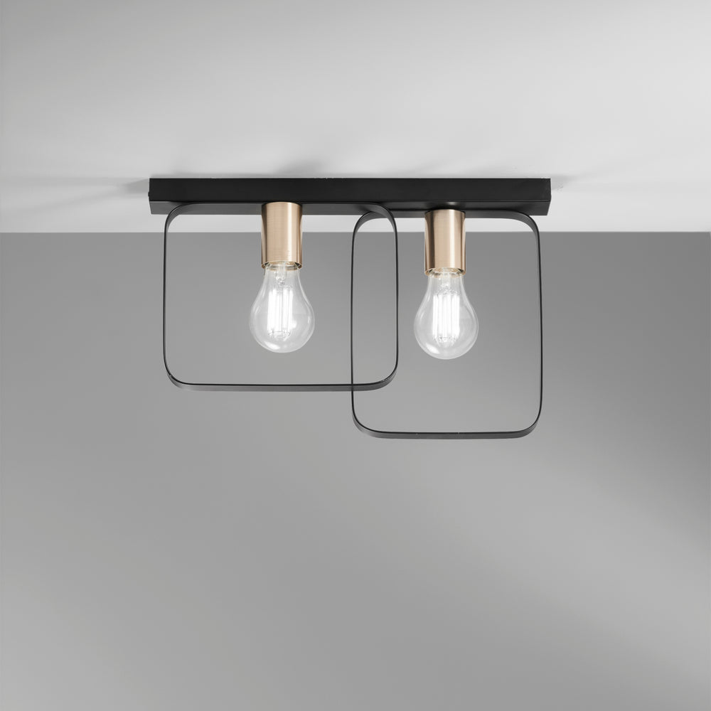 PLAFONIERA SMITH NERA/ORO 2XE27 41,5X5X27CM