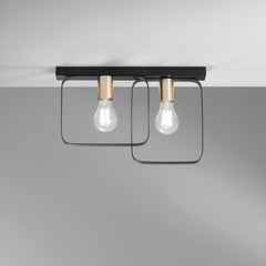 PLAFONIERA SMITH NERA/ORO 2XE27 41,5X5X27CM