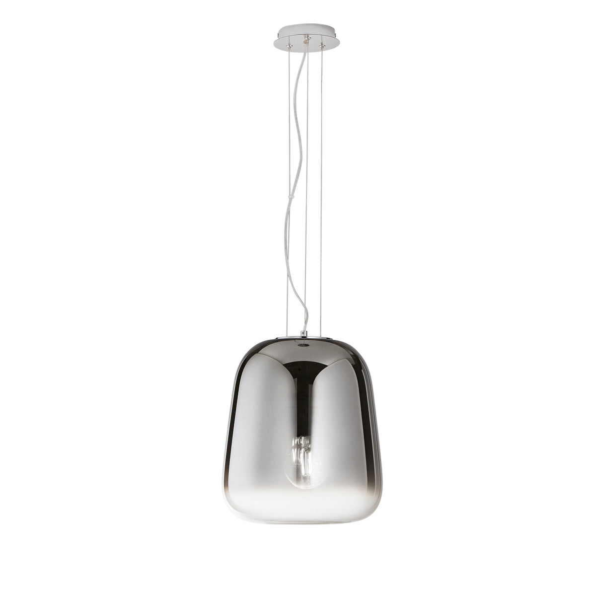 SOSPENSIONE SMOKE CROMO LED 1XE27 34X150CM