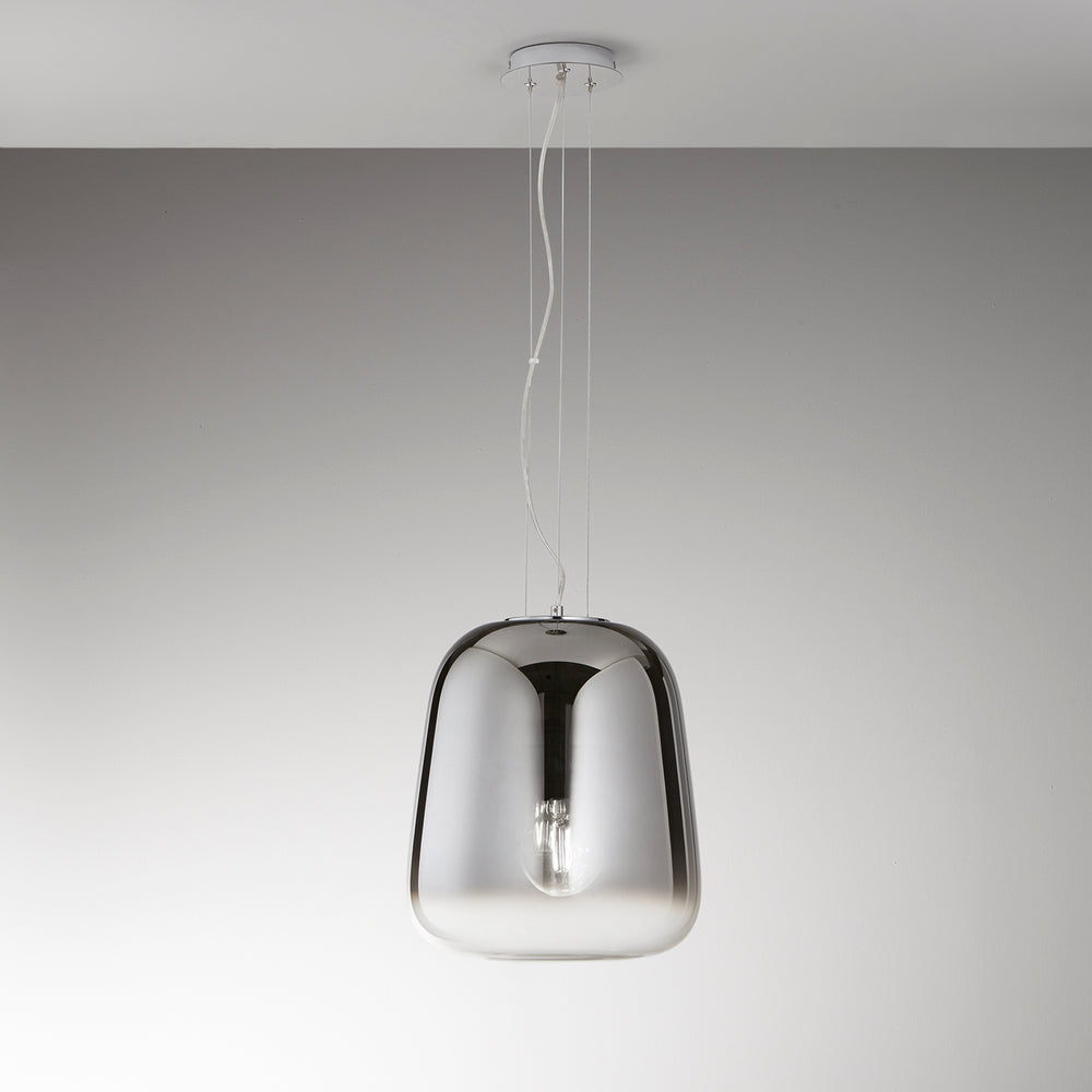 SOSPENSIONE SMOKE CROMO LED 1XE27 34X150CM
