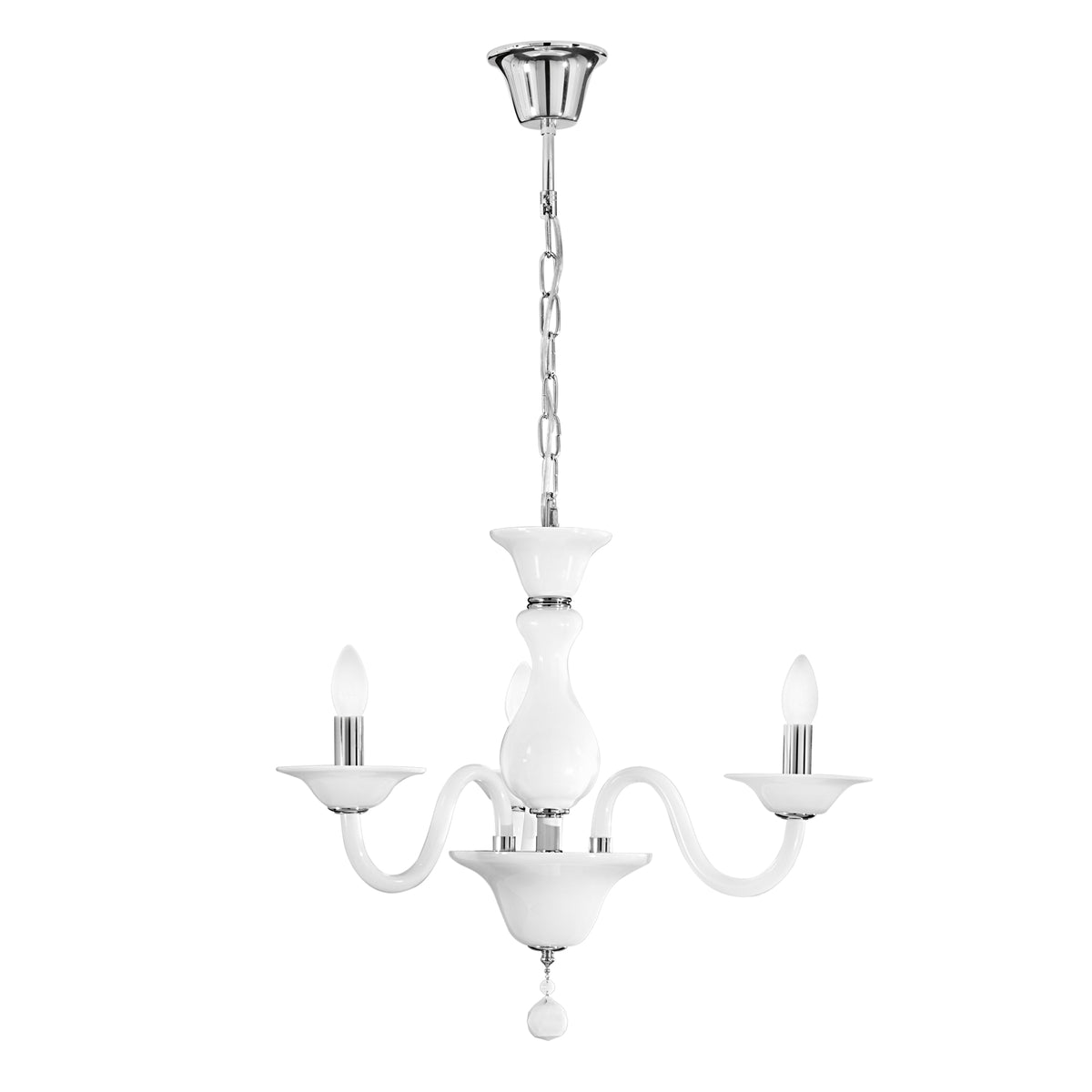 "Lampadario SOFFIO in vetro bianco 3 luci"