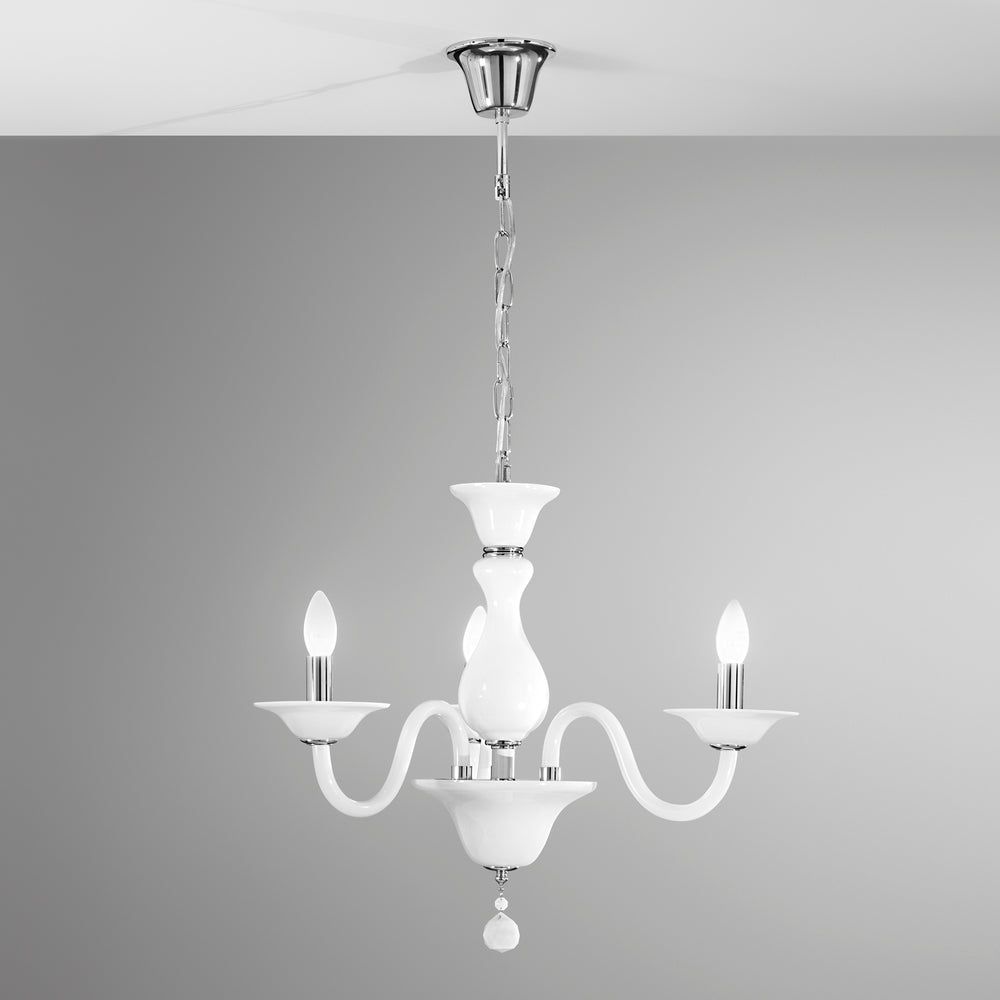 LAMPADARIO SOFFIO BIANCO/CROMO 3XE14 66X120CM