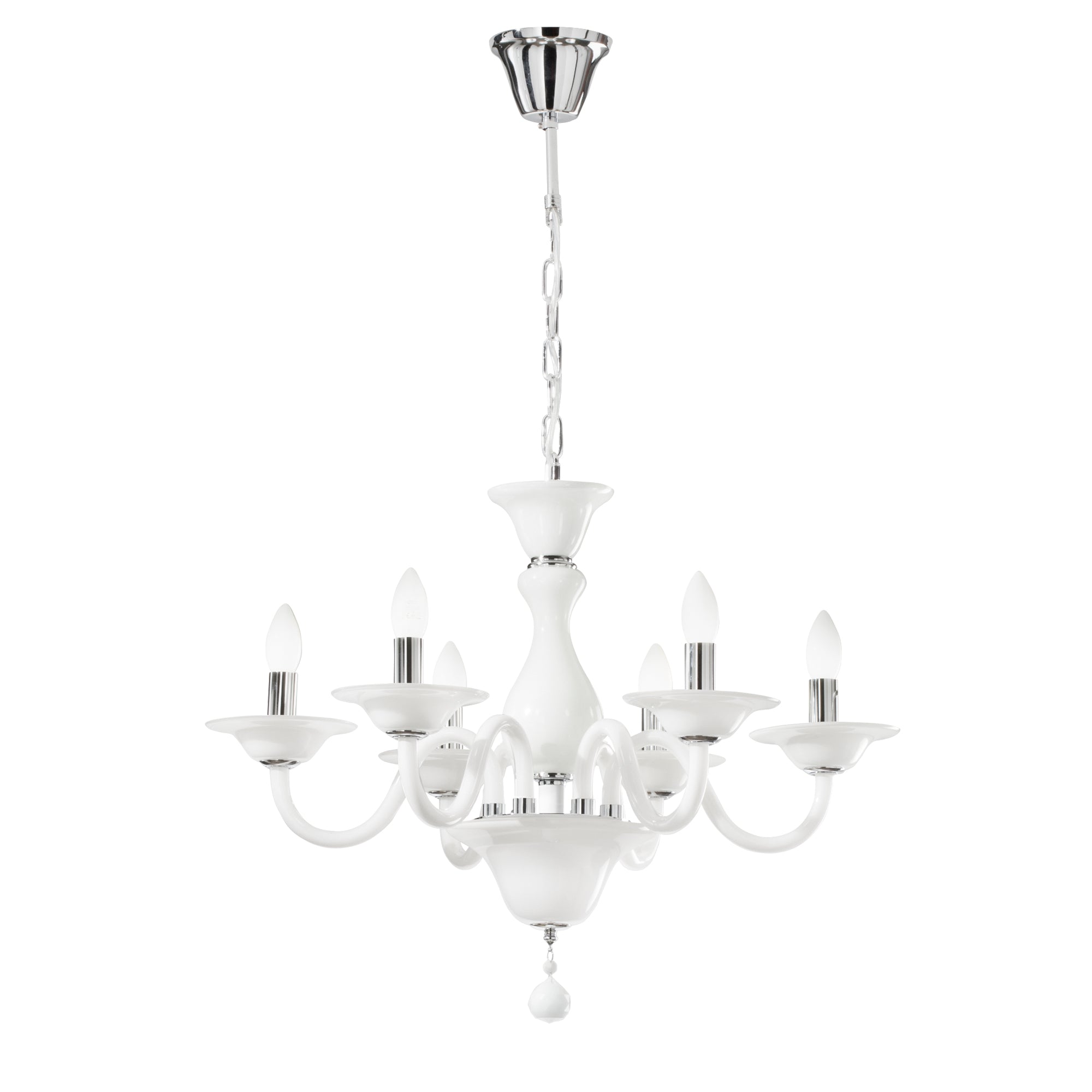 LAMPADARIO SOFFIO BIANCO/CROMO 6XE14 66X120CM