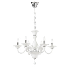 "Lampadario SOFFIO in vetro bianco 6 luci"