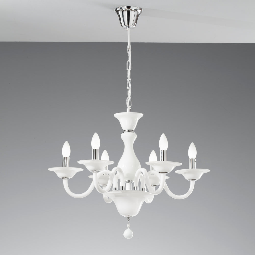 LAMPADARIO SOFFIO BIANCO/CROMO 6XE14 66X120CM