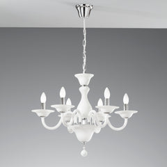 LAMPADARIO SOFFIO BIANCO/CROMO 6XE14 66X120CM