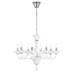 "Lampadario SOFFIO in vetro bianco 8 luci"