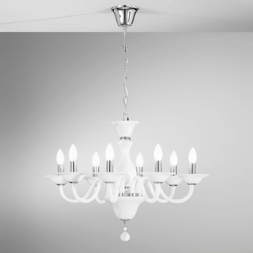 LAMPADARIO SOFFIO BIANCO/CROMO 8XE14 71X120CM