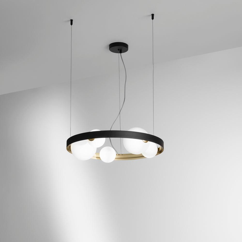 SOSPENSIONE SONETTO NERA/ORO 5XG9 55X12X150CM
