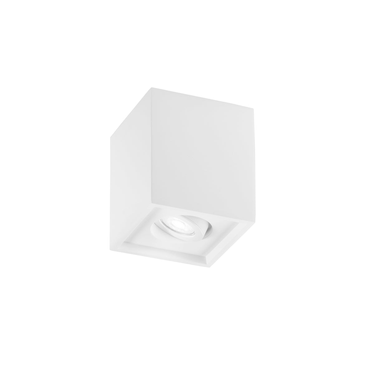 "Plafoniera SPACE quadrata in gesso verniciabile con ghiera orientabile 13,4cm"
