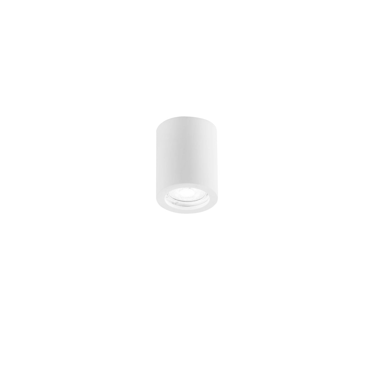 "Plafoniera SPACE circolare in gesso verniciabile con ghiera orientabile Ø 13,4cm."
