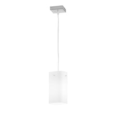 "Sospensione SQUARE in metallo con 1 diffusore in vetro bianco"