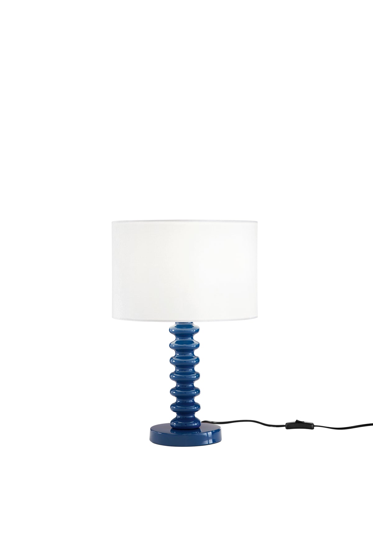 "Lampada da tavolo SULTAN con base in metallo blu e paralume in tessuto"