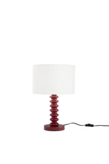 "Lampada da tavolo SULTAN con base in metallo rosso e paralume in tessuto"
