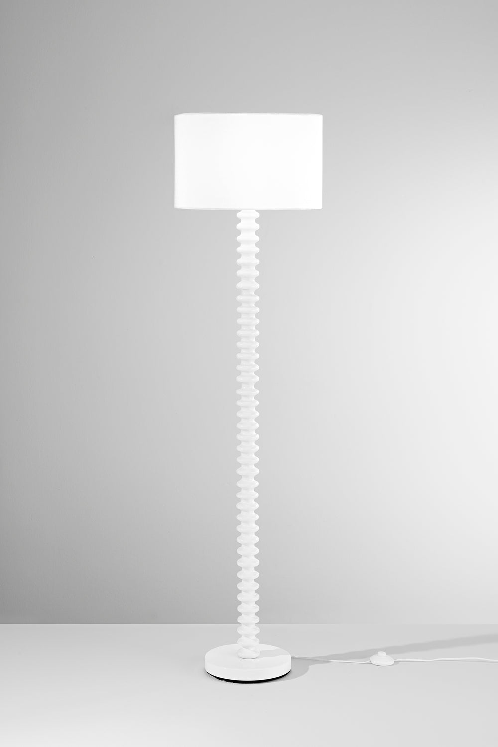 PIANTANA SULTAN BIANCA IN METALLO+VELLUTO 1XE27 15W, LAMP. Dia40XH20CM, STRTTURA 40X40X153CM