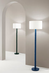PIANTANA SULTAN BLU IN METALLO+VELLUTO 1XE27 15W, LAMP. Dia40XH20CM, STRTTURA 40X40X153CM