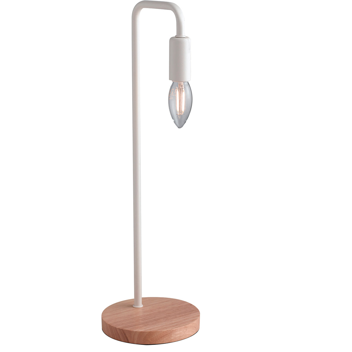 "Lampada da tavolo SUSHI in metallo bianco con base in legno"